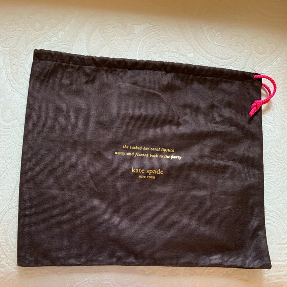 Kate Spade 🎈Dust Bag in Dark Brown with Gold print and pink closure💕 - Picture 1 of 4